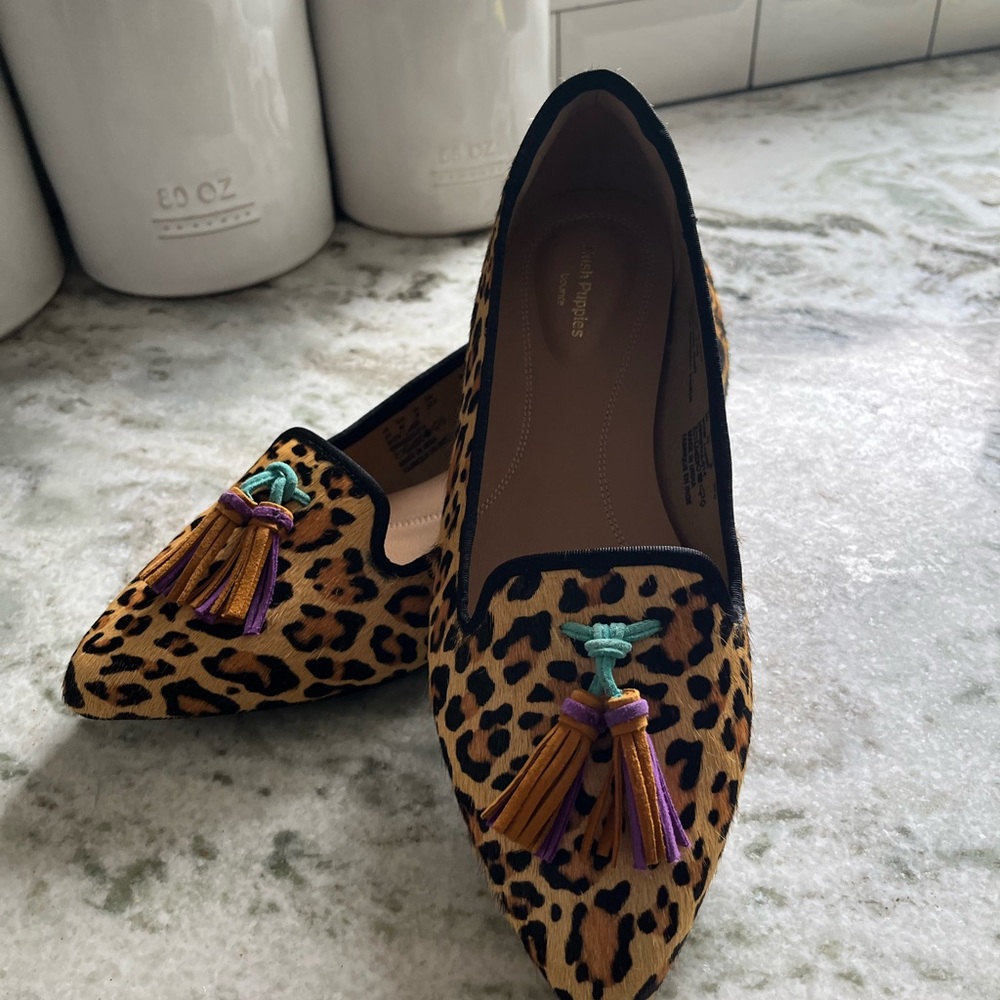 Hush Puppies leopard Flats with Tassel Embellishment
